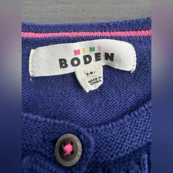 Mini Boden Girl’s Navy Blue Pointelle 100% Cotton Cardigan Size‎ 7-8 Years - Picture 4 of 5
